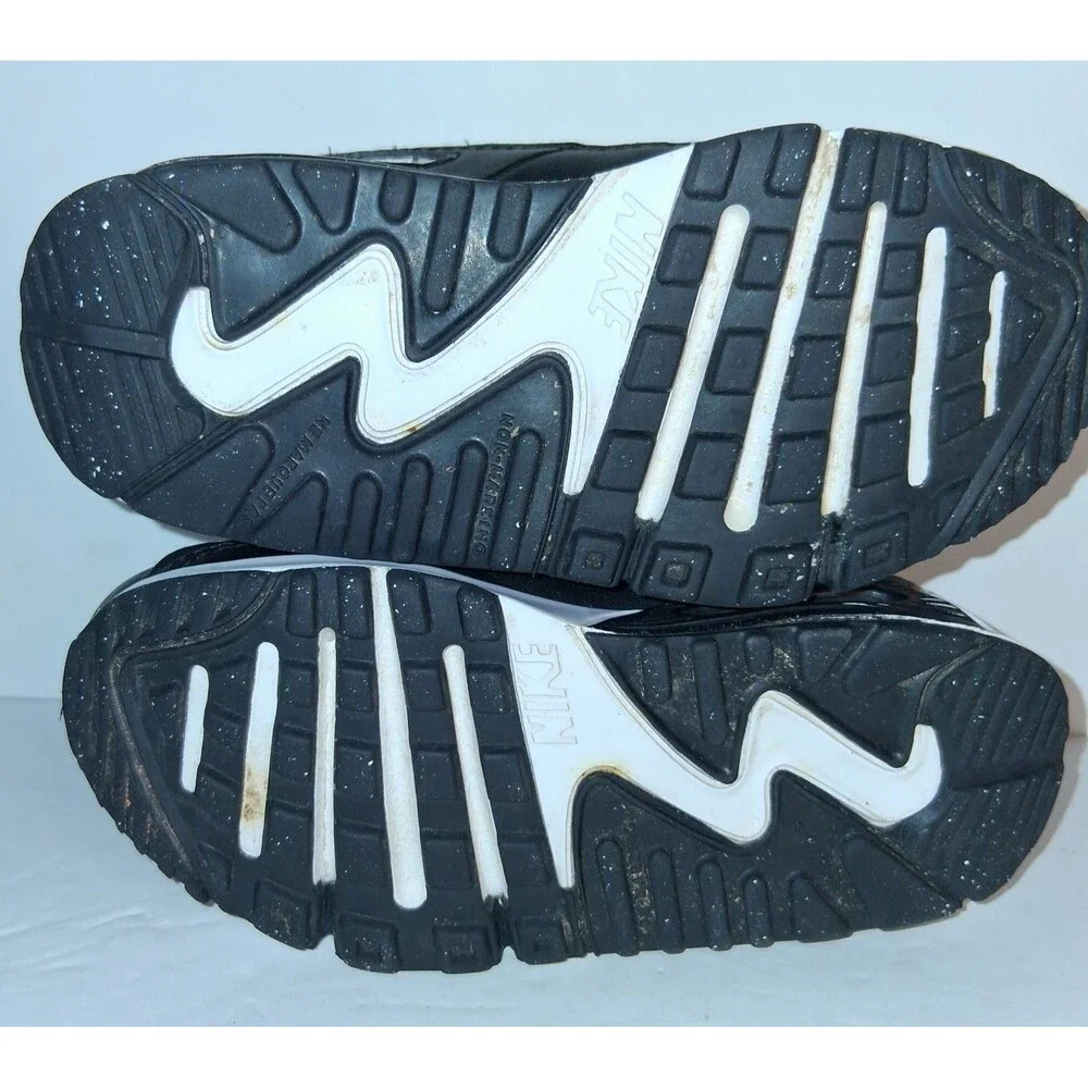 Nike Air Max CD6868-010 Black Leather Lace Up Shoes Boys US 9C